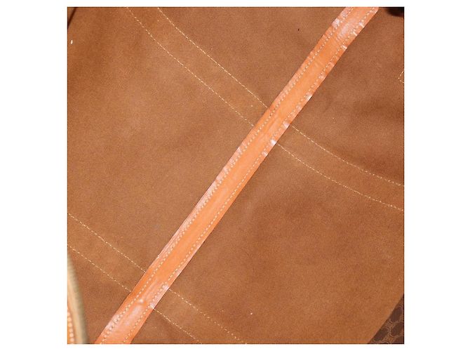 Céline Bolsa Boston CELINE Macadam PVC Couro Marrom Tom Dourado Auth 201260A - vista 11