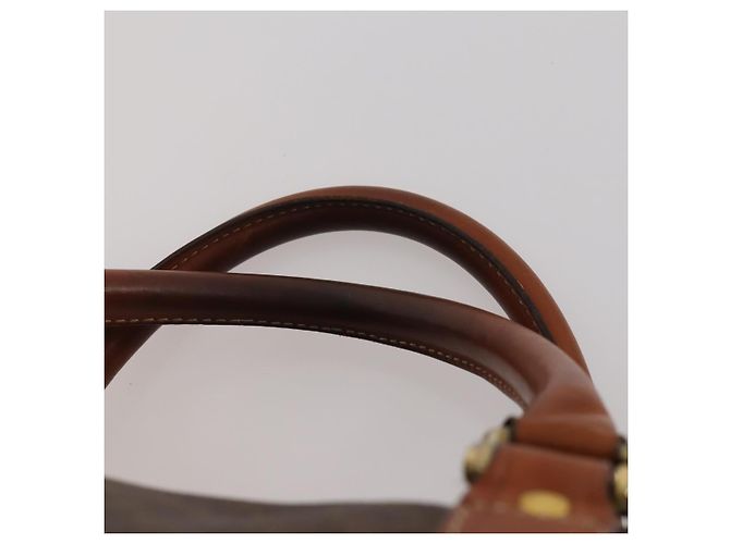Céline Bolsa Boston CELINE Macadam PVC Couro Marrom Tom Dourado Auth 201260A - vista 14