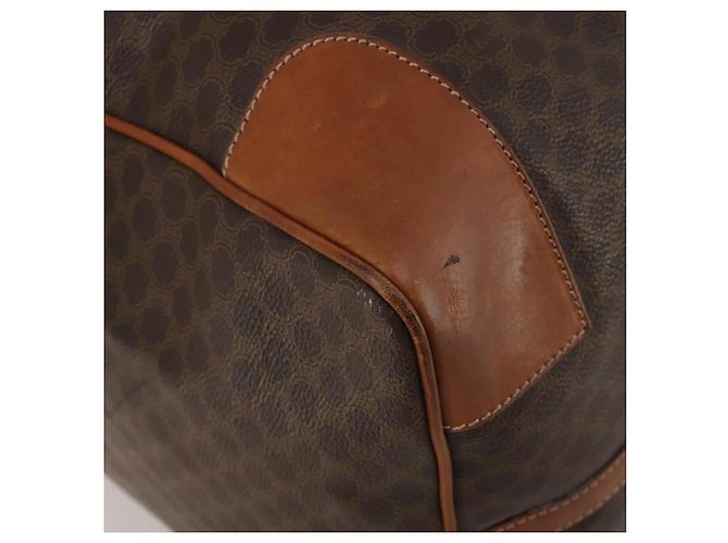Céline Bolsa Boston CELINE Macadam PVC Couro Marrom Tom Dourado Auth 201260A - vista 16