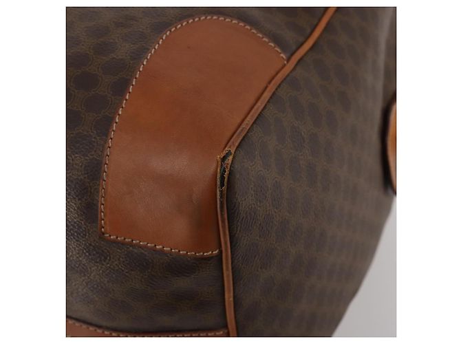 Céline Bolsa Boston CELINE Macadam PVC Couro Marrom Tom Dourado Auth 201260A - vista 17