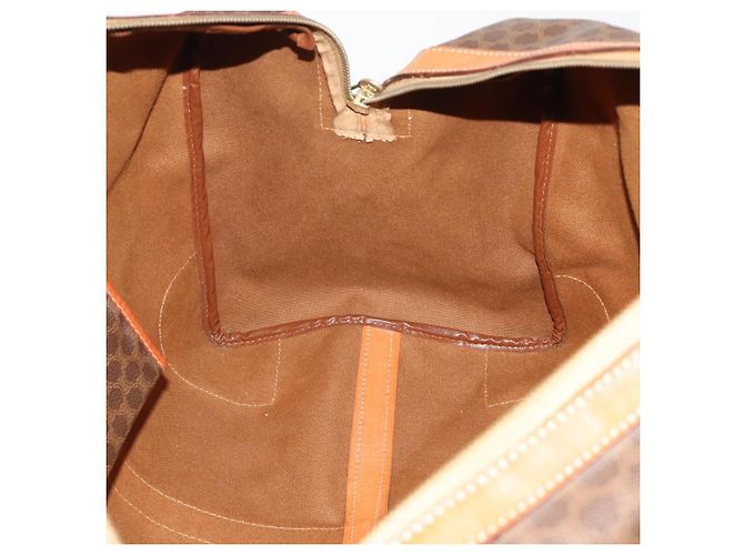 Céline Bolsa Boston CELINE Macadam PVC Couro Marrom Tom Dourado Auth 201260A - vista 22