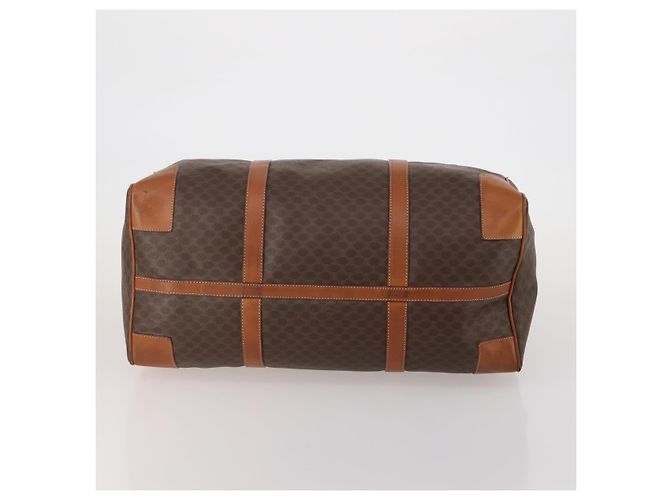 Céline Bolsa Boston CELINE Macadam PVC Couro Marrom Tom Dourado Auth 201260A - vista 5