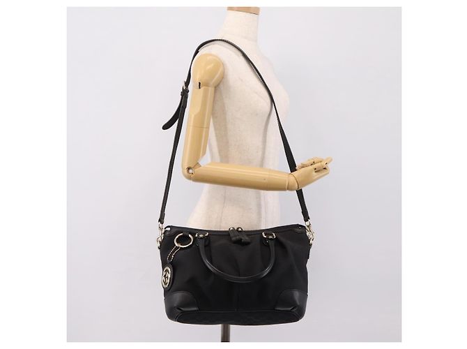 Borsa GUCCI GG Canvas Sukey 2way Nero Oro 247902 Auth 203601A D'oro - vista 27
