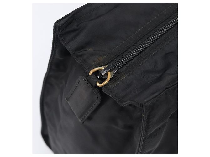 PRADA Handtasche mit Metallgriff Nylon Black Gold Auth 203873 Schwarz Golden - Ansicht 10