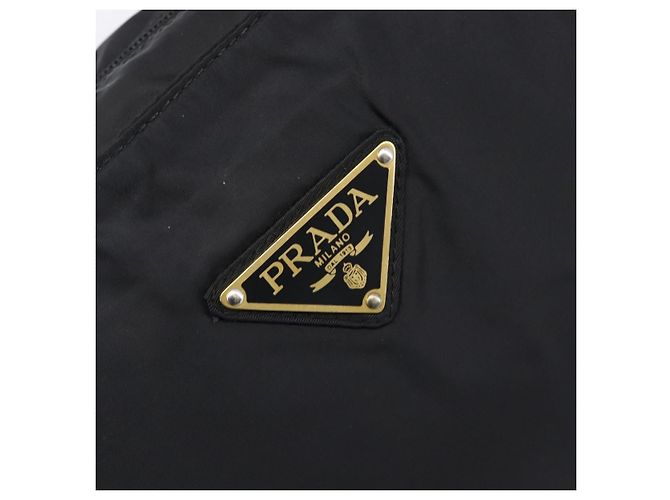 PRADA Handtasche mit Metallgriff Nylon Black Gold Auth 203873 Schwarz Golden - Ansicht 18