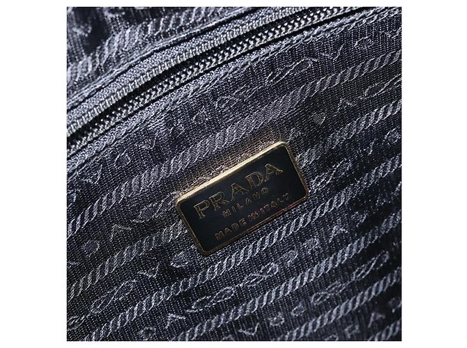 PRADA Handtasche mit Metallgriff Nylon Black Gold Auth 203873 Schwarz Golden - Ansicht 19