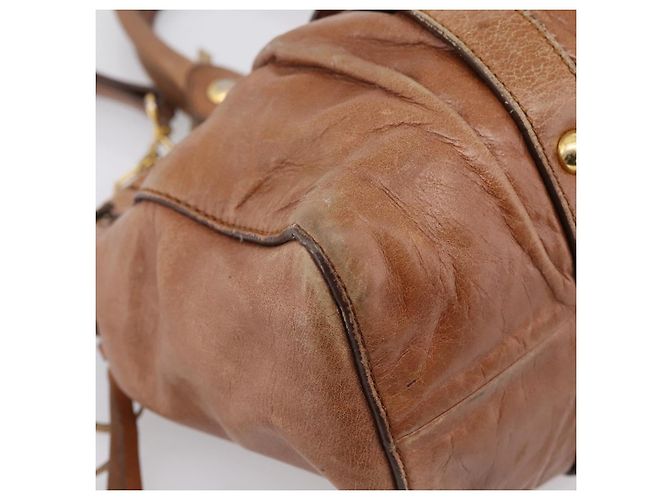 Borsa a mano Miu Miu in pelle 2way marrone tono oro Auth 167587V - vista 19