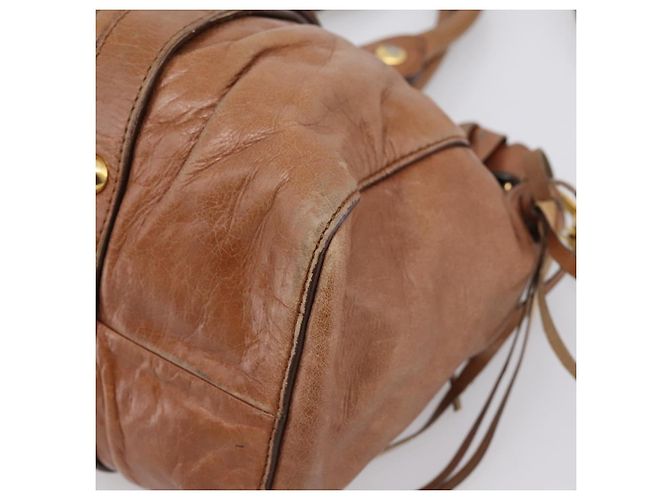 Borsa a mano Miu Miu in pelle 2way marrone tono oro Auth 167587V - vista 20
