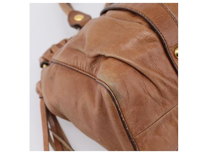 Borsa a mano Miu Miu in pelle 2way marrone tono oro Auth 167587V - vista 21