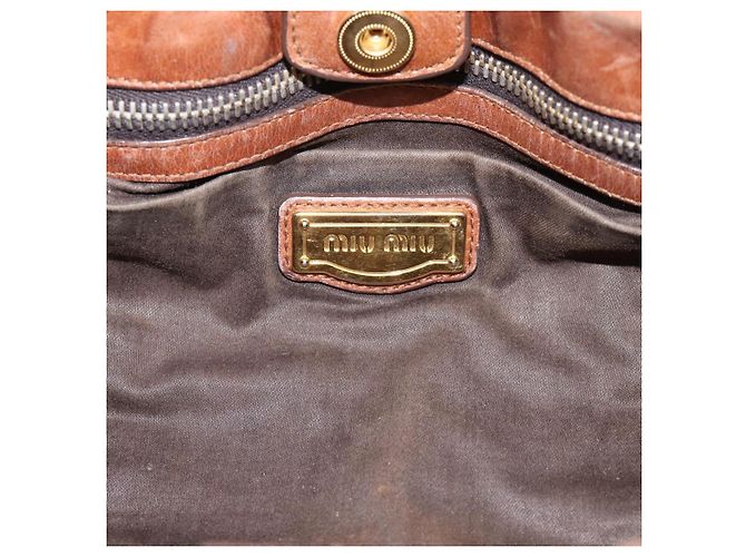 Borsa a mano Miu Miu in pelle 2way marrone tono oro Auth 167587V - vista 22