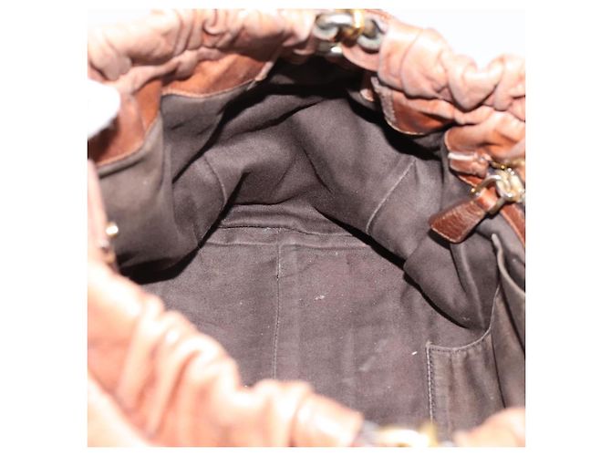 Borsa a mano Miu Miu in pelle 2way marrone tono oro Auth 167587V - vista 24