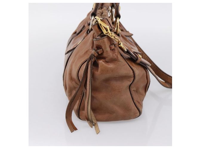 Borsa a mano Miu Miu in pelle 2way marrone tono oro Auth 167587V - vista 3