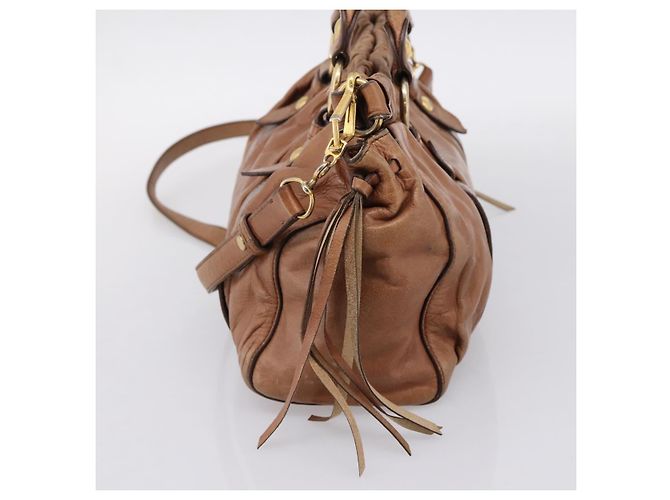 Borsa a mano Miu Miu in pelle 2way marrone tono oro Auth 167587V - vista 4