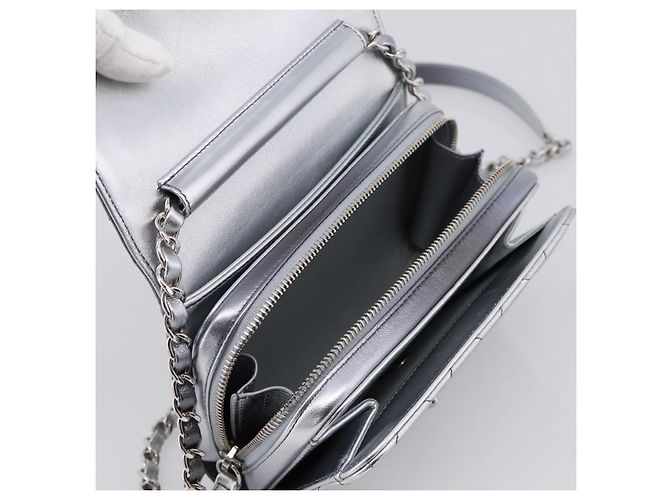 CHANEL Matelasse Like A Wallet Chain Bag Lamb Skin Green Gold CC Auth LN146SAM D'oro Verde - vista 10