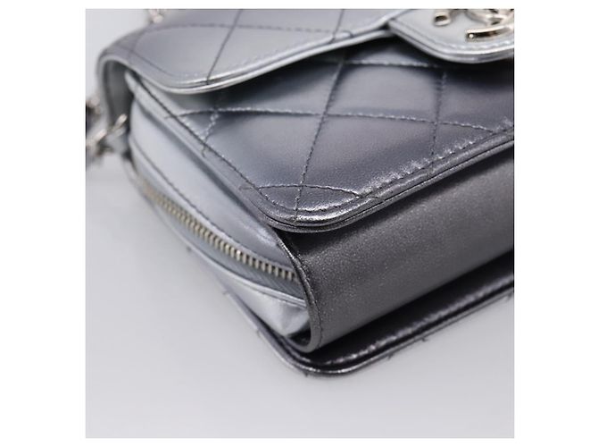 CHANEL Matelasse Like A Wallet Chain Bag Lamb Skin Green Gold CC Auth LN146SAM D'oro Verde - vista 15