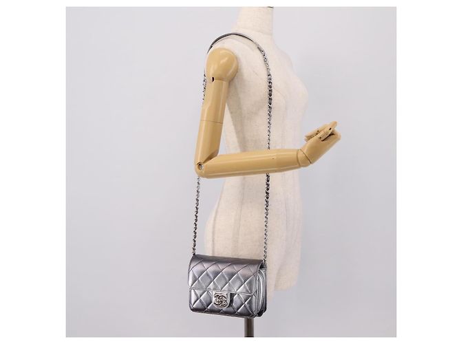 CHANEL Matelasse Like A Wallet Chain Bag Lamb Skin Green Gold CC Auth LN146SAM D'oro Verde - vista 25