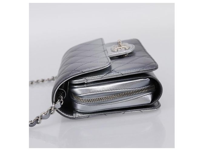 CHANEL Matelasse Like A Wallet Chain Bag Lamb Skin Green Gold CC Auth LN146SAM D'oro Verde - vista 3