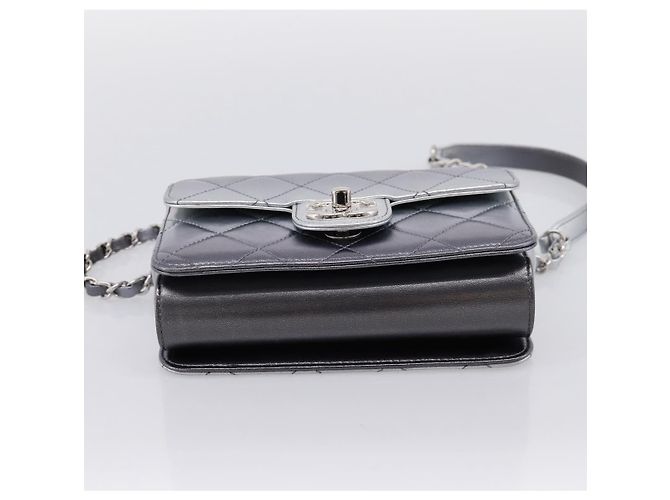 CHANEL Matelasse Like A Wallet Chain Bag Lamb Skin Green Gold CC Auth LN146SAM D'oro Verde - vista 5