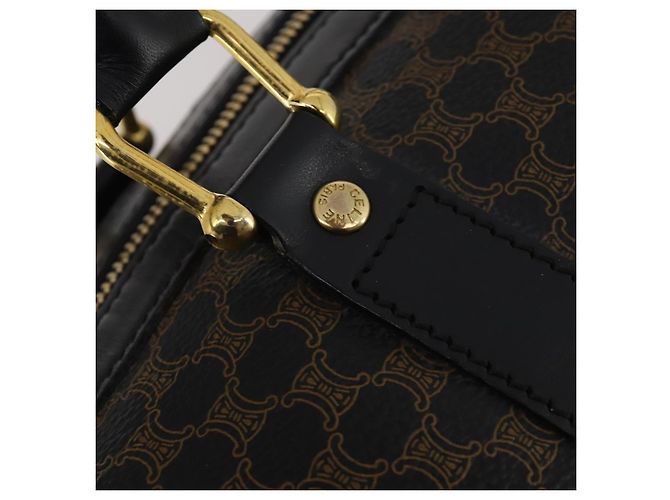 Céline CELINE Macadam Canvas Boston Bag PVC Leather Black Gold Auth 202929V Golden - view 10