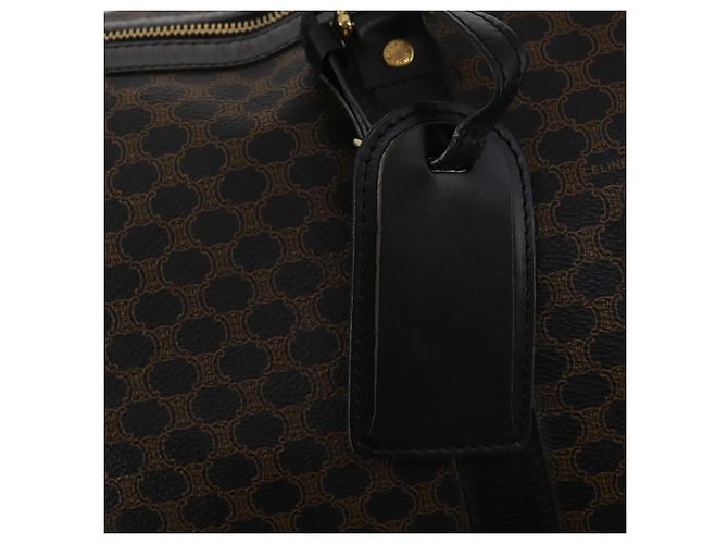 Céline CELINE Macadam Canvas Boston Bag PVC Leather Black Gold Auth 202929V Golden - view 18