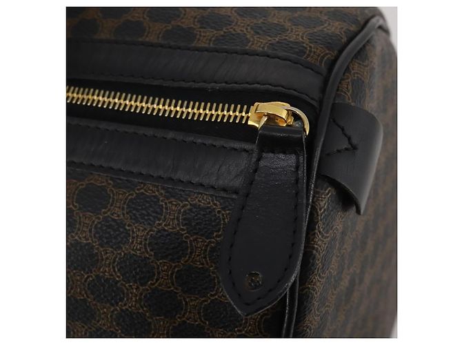 Céline CELINE Macadam Canvas Boston Bag PVC Leather Black Gold Auth 202929V Golden - view 19