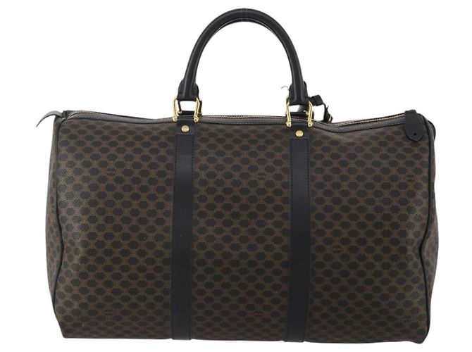 Céline CELINE Macadam Canvas Boston Bag PVC Leather Black Gold Auth 202929V Golden - view 2