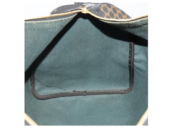 Céline CELINE Macadam Canvas Boston Bag PVC Leather Black Gold Auth 202929V Golden - view 21