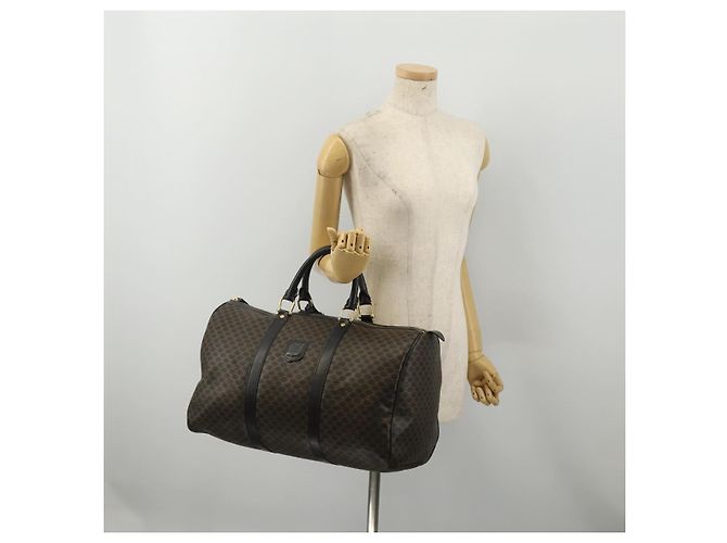Céline CELINE Macadam Canvas Boston Bag PVC Leather Black Gold Auth 202929V Golden - view 22