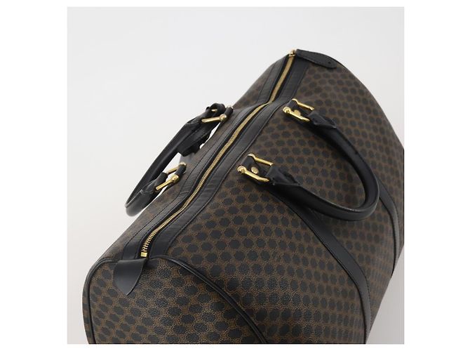 Céline CELINE Macadam Canvas Boston Bag PVC Leather Black Gold Auth 202929V Golden - view 6