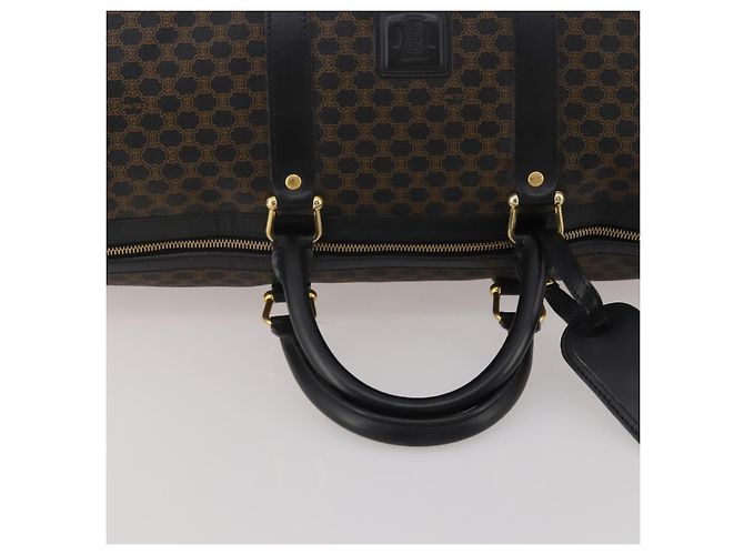 Céline CELINE Macadam Canvas Boston Bag PVC Leather Black Gold Auth 202929V Golden - view 7