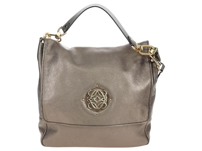 Borsa a mano LOEWE in pelle 2way Silver Gold Tone Auth 201259V Argento - vista 13