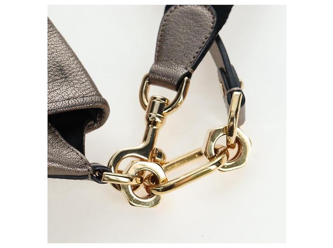 Borsa a mano LOEWE in pelle 2way Silver Gold Tone Auth 201259V Argento - vista 16