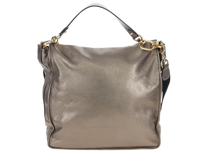 Borsa a mano LOEWE in pelle 2way Silver Gold Tone Auth 201259V Argento - vista 2