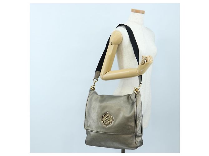Borsa a mano LOEWE in pelle 2way Silver Gold Tone Auth 201259V Argento - vista 32