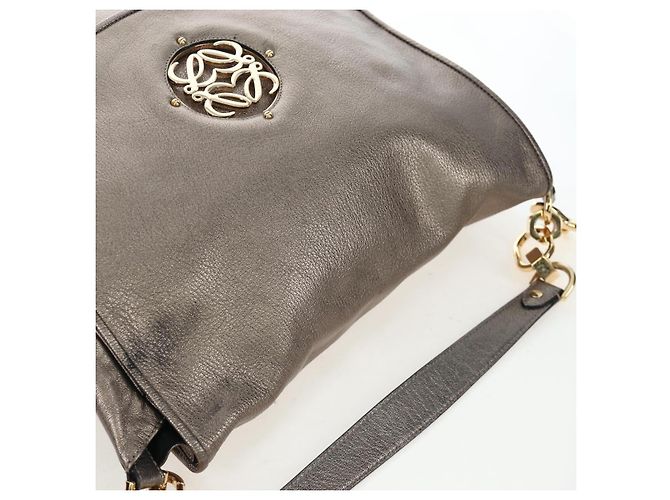 Borsa a mano LOEWE in pelle 2way Silver Gold Tone Auth 201259V Argento - vista 7