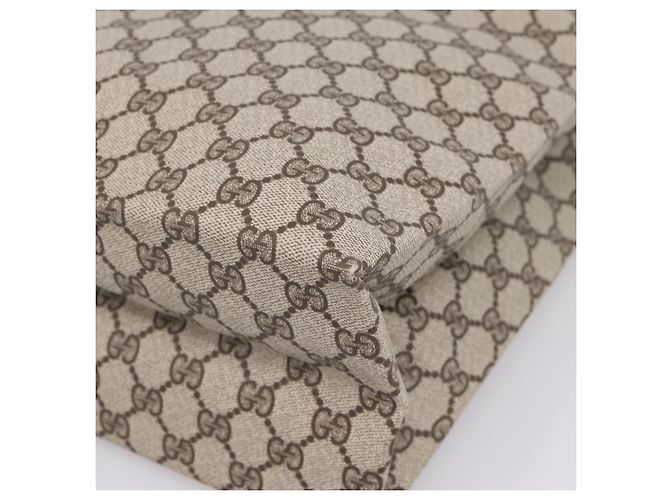Borsa Tote GUCCI GG Supreme Web Sherry Line PVC Beige Oro Auth 204701A D'oro - vista 8