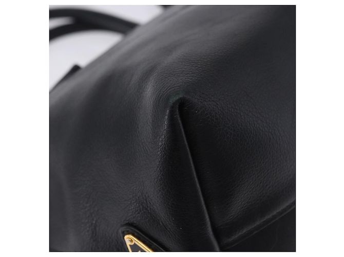 Bolsa de mão PRADA em couro 2way Preta Dourada Auth LN148V Preto Dourado - vista 21