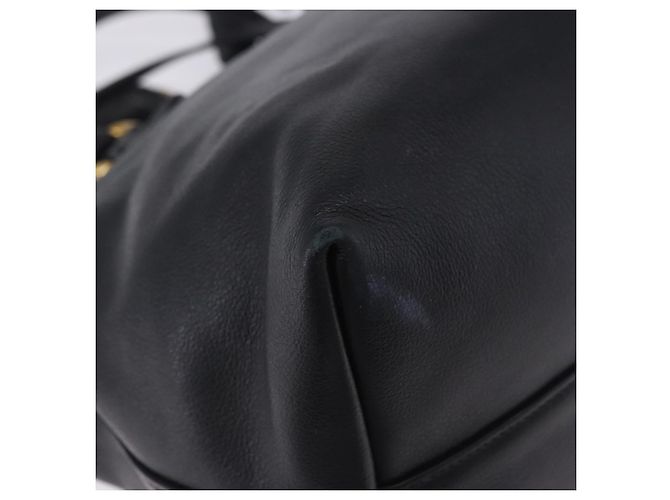 Bolsa de mão PRADA em couro 2way Preta Dourada Auth LN148V Preto Dourado - vista 23