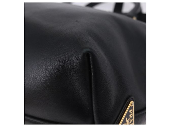Bolsa de mão PRADA em couro 2way Preta Dourada Auth LN148V Preto Dourado - vista 24