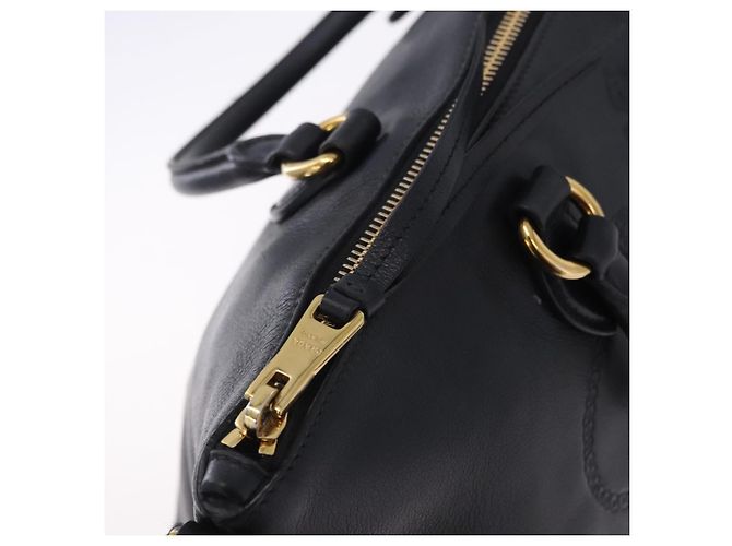Bolsa de mão PRADA em couro 2way Preta Dourada Auth LN148V Preto Dourado - vista 26