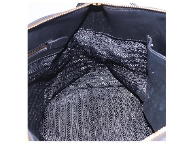 Bolsa de mão PRADA em couro 2way Preta Dourada Auth LN148V Preto Dourado - vista 30