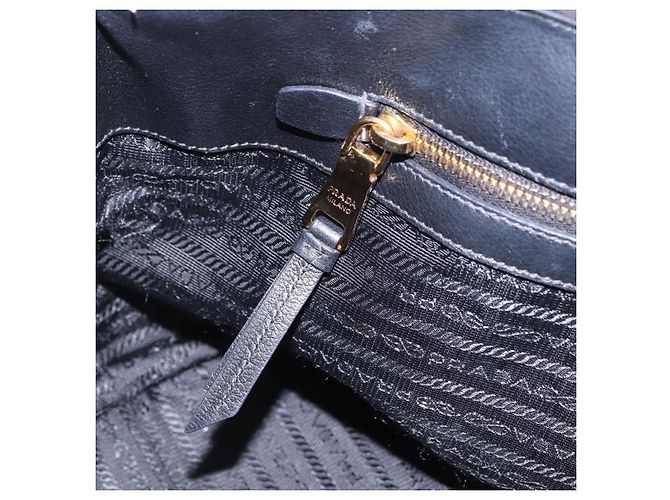 Bolsa de mão PRADA em couro 2way Preta Dourada Auth LN148V Preto Dourado - vista 32
