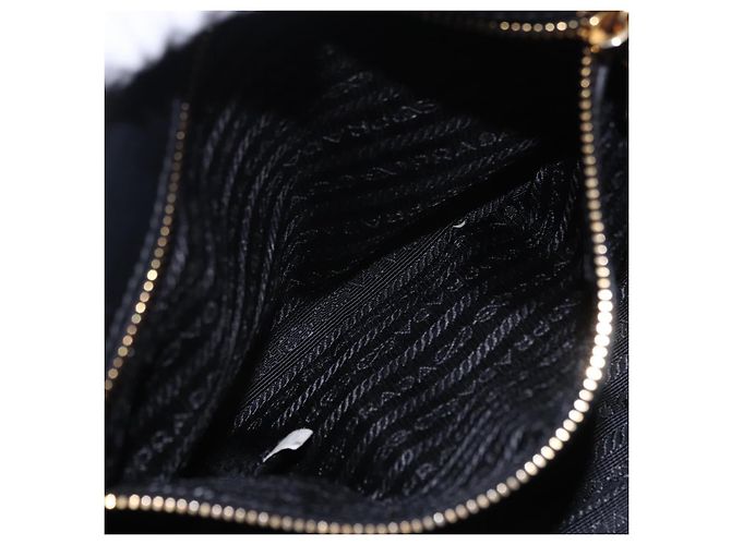 Bolsa de mão PRADA em couro 2way Preta Dourada Auth LN148V Preto Dourado - vista 33