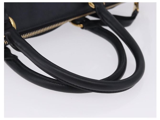 Bolsa de mão PRADA em couro 2way Preta Dourada Auth LN148V Preto Dourado - vista 7
