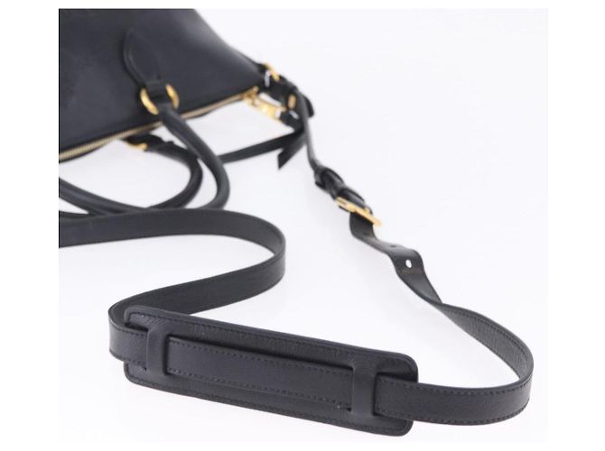 Bolsa de mão PRADA em couro 2way Preta Dourada Auth LN148V Preto Dourado - vista 8
