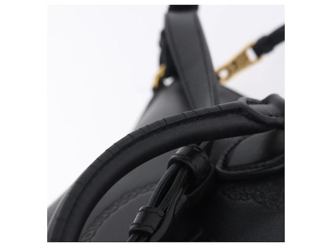 Bolsa de mão PRADA em couro 2way Preta Dourada Auth LN148V Preto Dourado - vista 9
