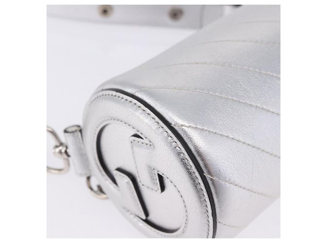 Borsa a tracolla GUCCI Blondy in pelle argento 760170 Auth 203732M - vista 14