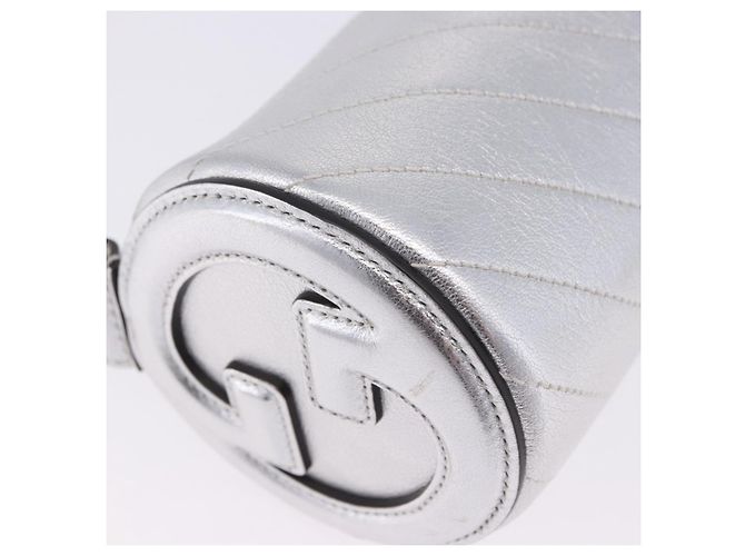 Borsa a tracolla GUCCI Blondy in pelle argento 760170 Auth 203732M - vista 16