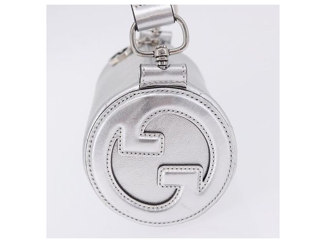 Borsa a tracolla GUCCI Blondy in pelle argento 760170 Auth 203732M - vista 3