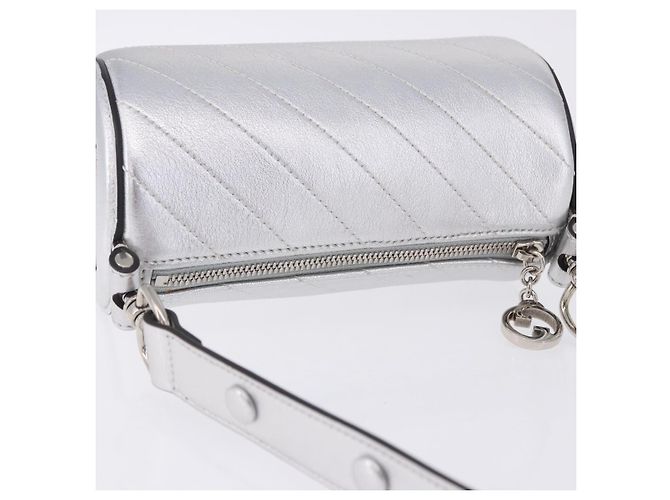 Borsa a tracolla GUCCI Blondy in pelle argento 760170 Auth 203732M - vista 6